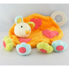 Doudou plat souris orange multicolore dentition BABYSUN NEUF