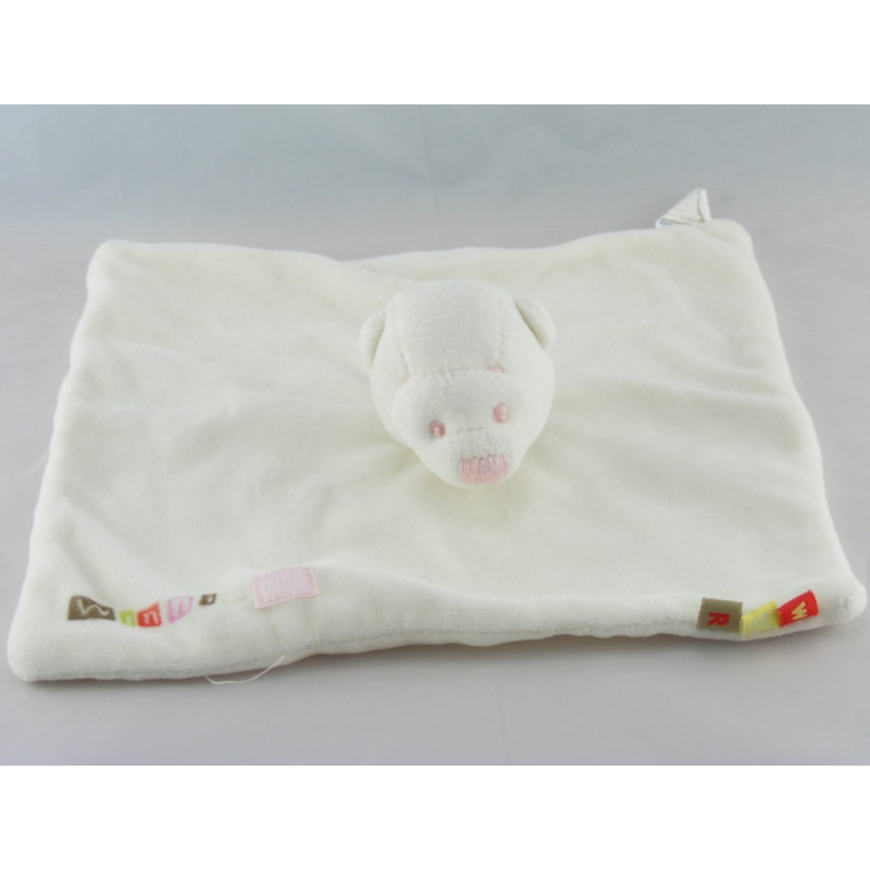 Doudou Plat Winnie l'Ourson Blanc bleu Disney