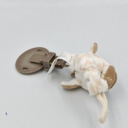Attache tétine doudou girafe beige blanc rose Charlotte NATTOU