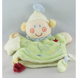 Doudou plat rond lutin escargot bleu blanc spirale étoiles KIABI