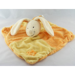 Doudou plat lapin orange saumon rose coeur KIABI NICOTOY
