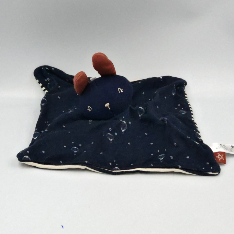 Doudou plat lapin bleu marine marron SIMBA TOYS