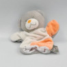 Doudou plat marionnette ours gris blanc orange TOM & ZOE
