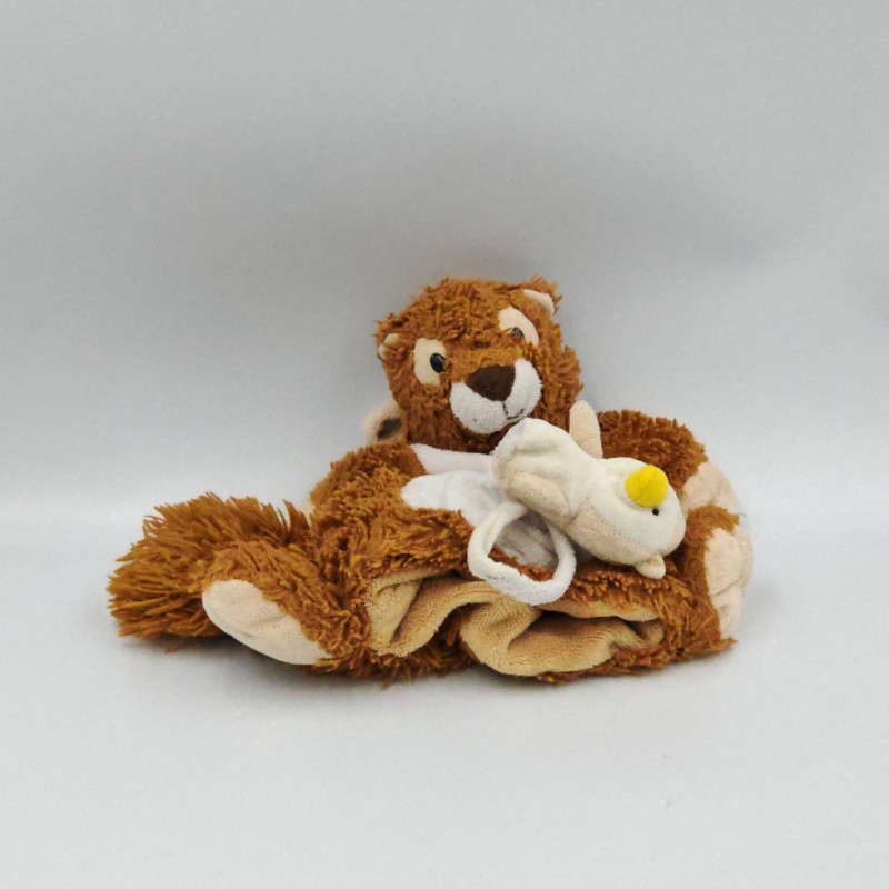 Doudou plat marionnette castor écureuil marron pingouin HISTOIRE D'OURS