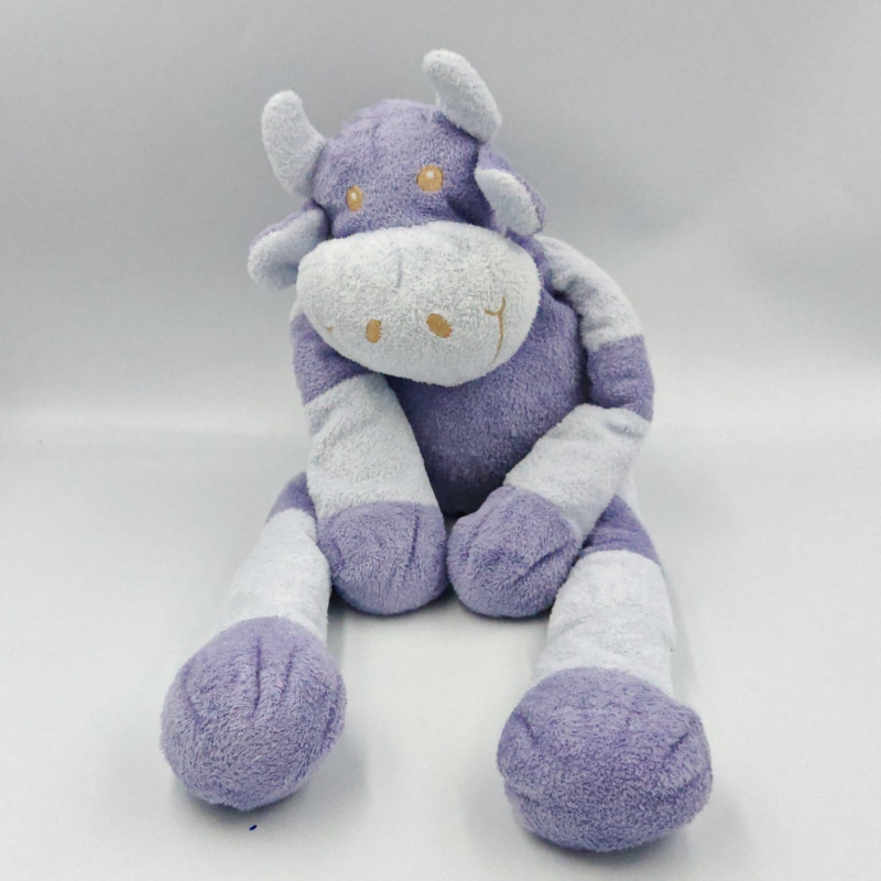 Doudou vache violet mauve bleu TARTINE ET CHOCOLAT