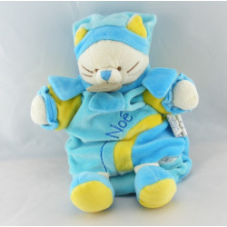 Doudou et compagnie plat marionnette chat bleu Noé