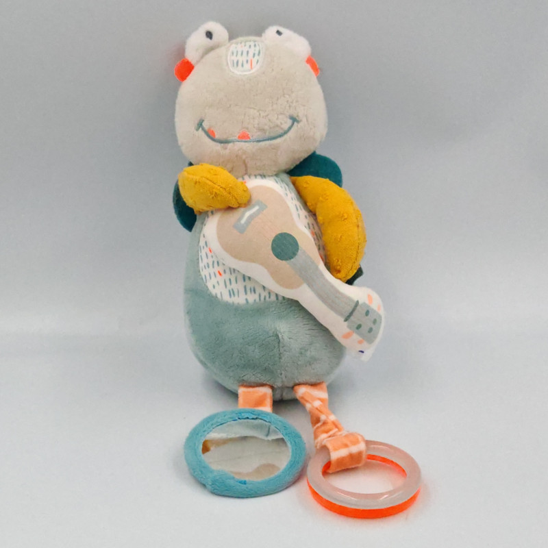 Doudou monstre grenouille bleu orange blanc Lauren NOUKIE'S NOUKIES