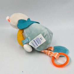 Doudou monstre grenouille bleu orange blanc Lauren NOUKIE'S NOUKIES