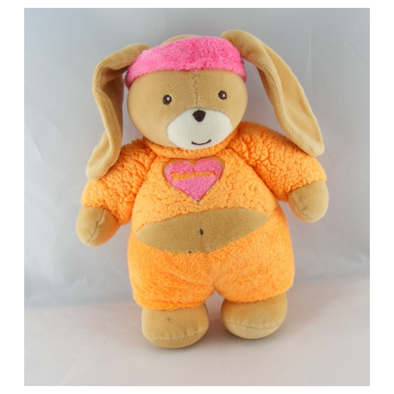 Doudou lapin bleu bandeau orange TAKINOU