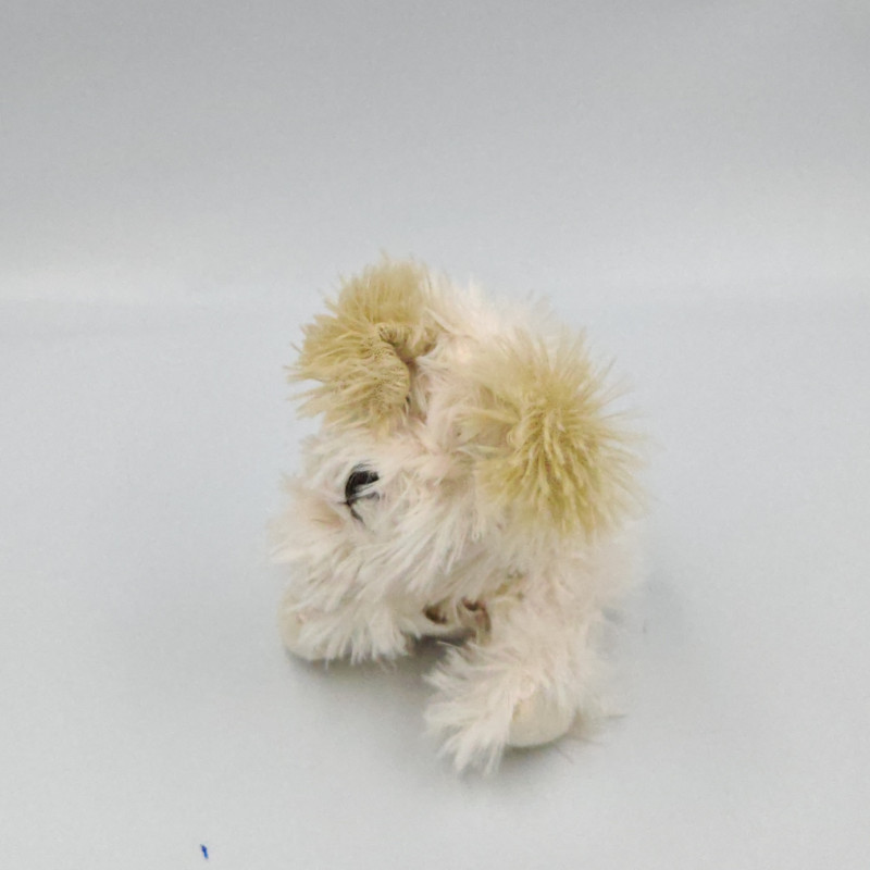 Mini Peluche doudou chien blanc beige J-LINE OSCAR