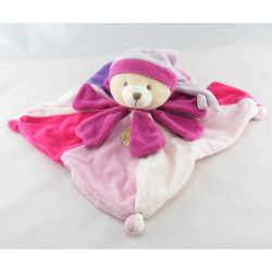 Doudou et compagnie ours plat collector blanc orange rose pétales 