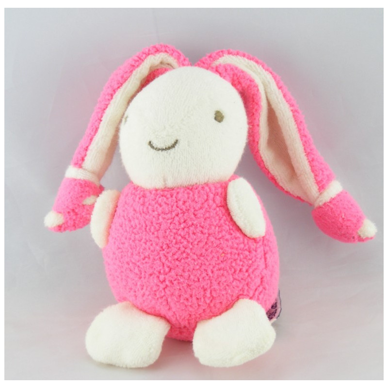 Doudou lapin violet mauve hochet AJENA