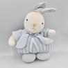 Doudou lapin blanc rayé bleu gilet TARTINE ET CHOCOLAT