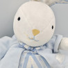 Doudou lapin blanc rayé bleu gilet TARTINE ET CHOCOLAT