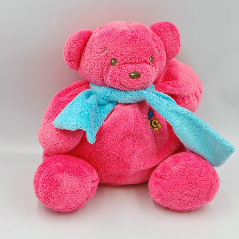 Doudou ours rose abeille brodée NOUNOURS