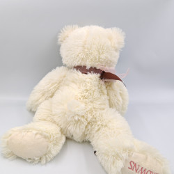 Peluche ours blanc crème noeud marron BROWNS