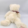 Peluche ours blanc crème noeud marron BROWNS