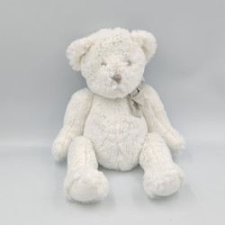 Doudou ours blanc noeud gris vichy JACADI
