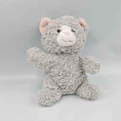 Doudou peluche chat gris rose ALE HOP