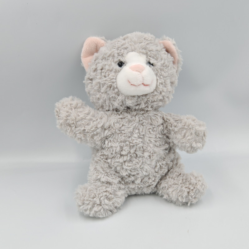 Doudou peluche chat gris rose ALE HOP