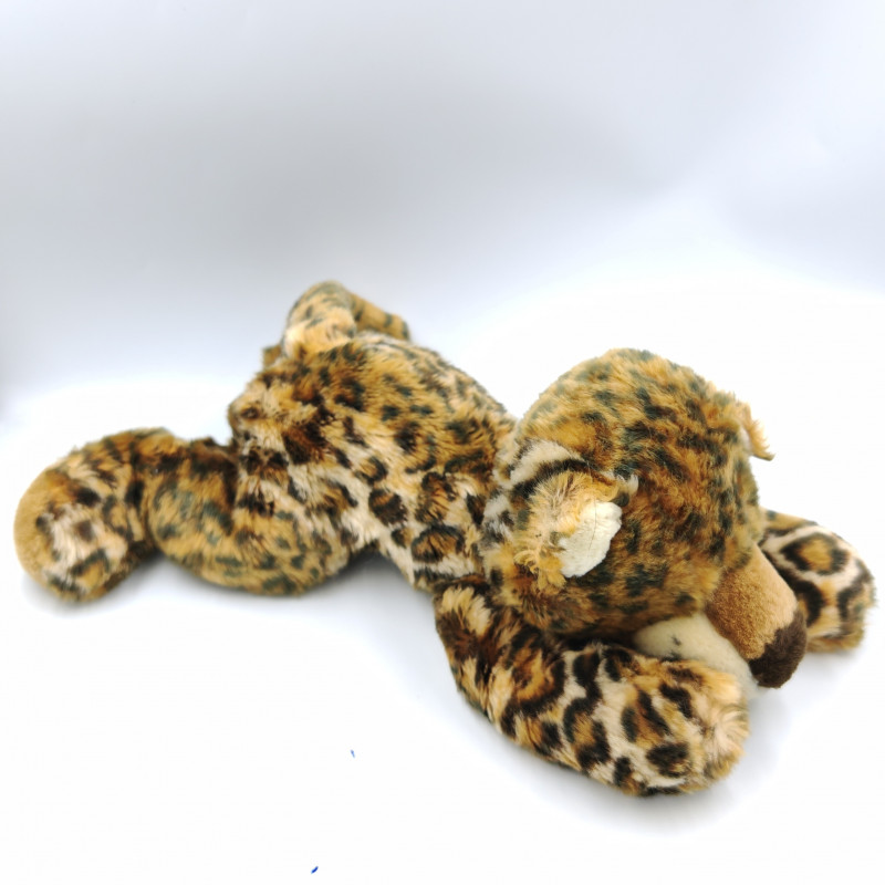 Doudou peluche léopard beige marron noir