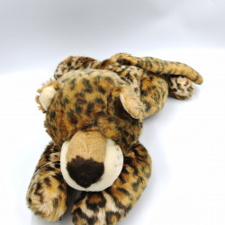 Doudou peluche léopard beige marron noir