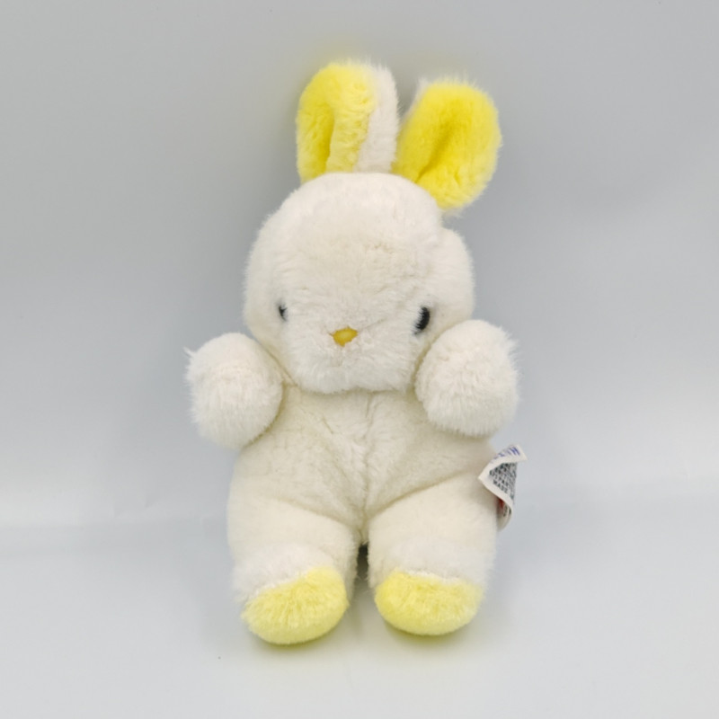 Ancienne peluche lapin blanc jaune HAMLEYS