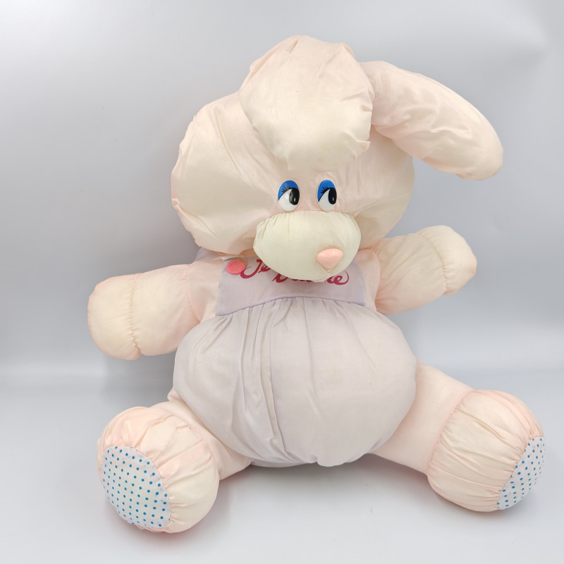 Peluche Puffalump lapin rose mauve Je t'aime