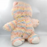 Ancienne peluche ours rose jaune bleu blanc rayé NOUNOURS AJENA