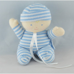 Doudou poupon bébé bleu marine rayé COROLLE 