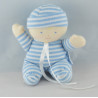 Doudou poupon bébé bleu marine rayé COROLLE 