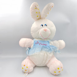 Peluche Puffalump lapin rose bleu pois Je t'aime