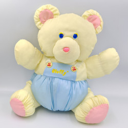 Peluche Puffalump ours jaune bleu rose en toile Fluffy BIKIN