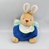 Doudou lapin boule bleu bavoir TEX
