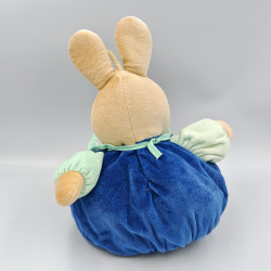Doudou lapin boule bleu bavoir TEX