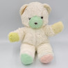 Ancienne Peluche ours blanc vert jaune rose TIENO
