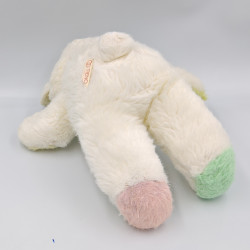 Ancienne Peluche ours blanc vert jaune rose TIENO