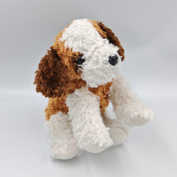 Peluche chien blanc beige marron