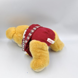 Ancienne peluche souris beige robe bordeaux fleurs JEMINI