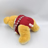Ancienne peluche souris beige robe bordeaux fleurs JEMINI
