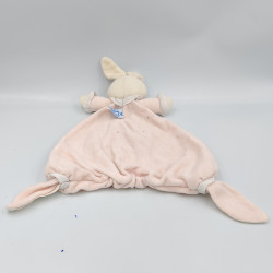 Doudou plat lapin rose blanc NOUNOURS