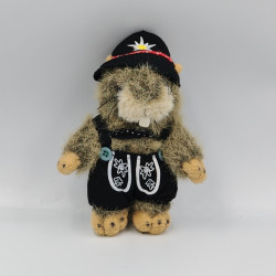 Peluche sonore porte clef castor marmotte salopette noir RODA