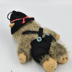 Peluche sonore porte clef castor marmotte salopette noir RODA