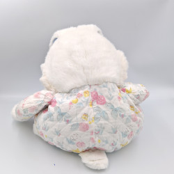 Ancienne peluche lapin blanc rose bleu fleurs fraises chaussons pantoufles IMPEXIT