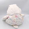 Ancienne peluche lapin blanc rose bleu fleurs fraises chaussons pantoufles IMPEXIT