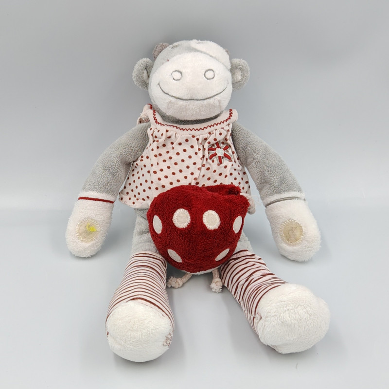 Doudou musical vache grise robe pois coccinelle Lolita et Paquito NOUKIE'S