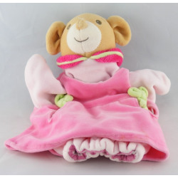 Doudou plat marionnette souris robe rose NOUNOURS