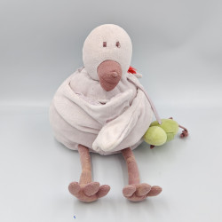 Doudou oiseau rose prune avec bébé JACADI
