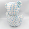 Ancienne peluche doudou ours bleu blanc carreaux NOUNOURS