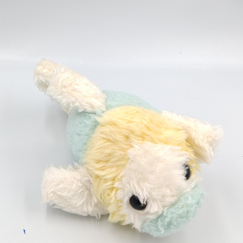 Ancienne peluche poisson blanc bleu jaune